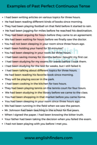 50 Examples Of Past Perfect Continuous Tense | English Finders
