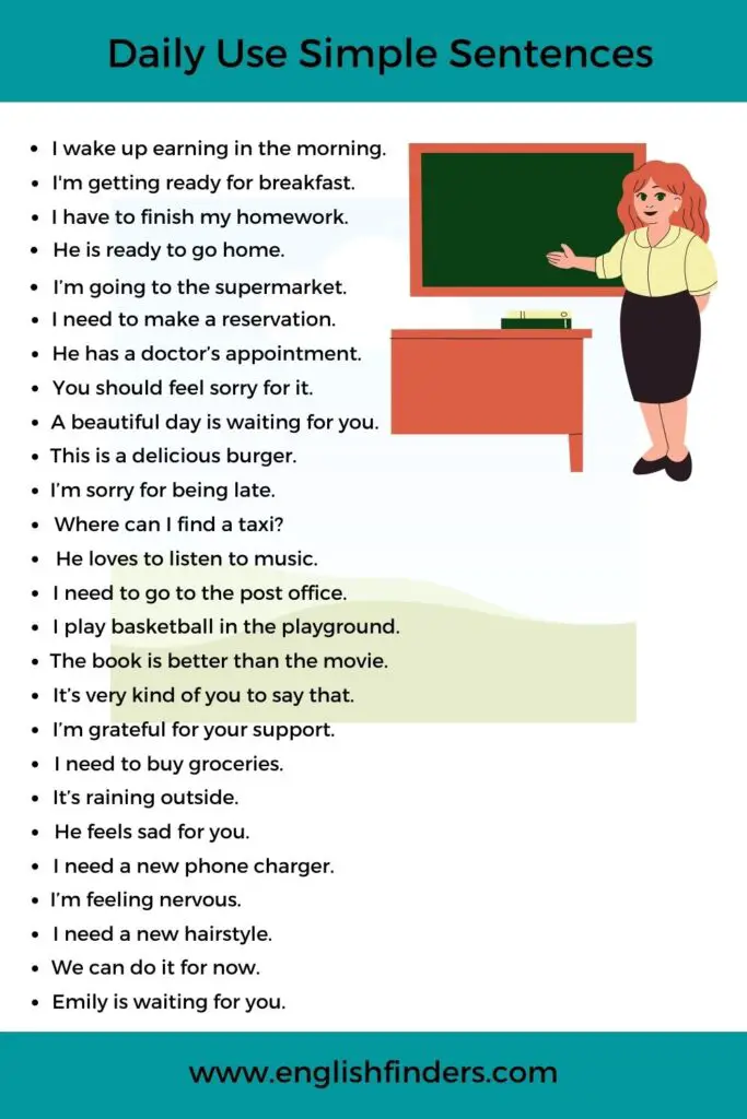 120 Daily Use Simple Sentences In English English Finders