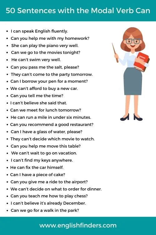 50 Sentences with the Modal Verb Can