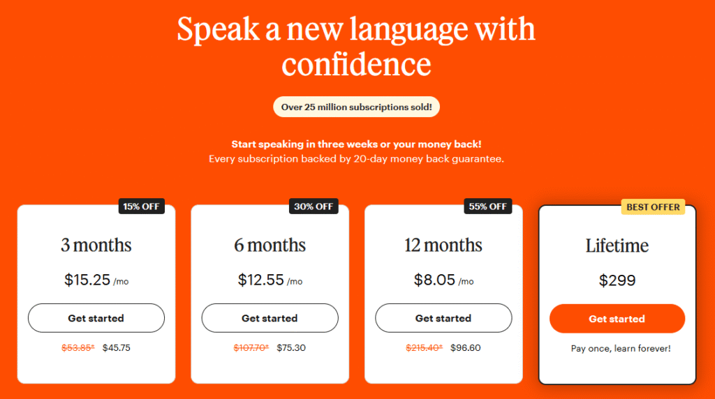 Babbel pricing