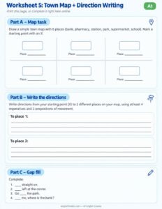 Worksheet 5: Town Map + Direction Writing