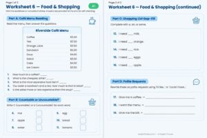 Worksheet 6: Food, Shopping & Prices 1 Worksheet 6 — Food & Shopping