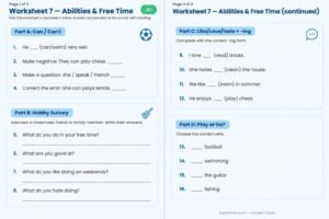 Worksheet 7: Abilities & Free Time 1 Worksheet 7 — Abilities & Free Time